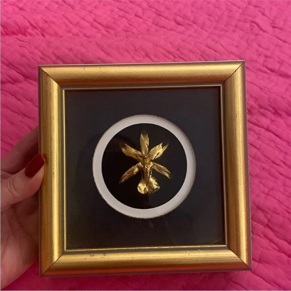 Gold orchid Framed Floral Wall Accent